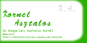 kornel asztalos business card